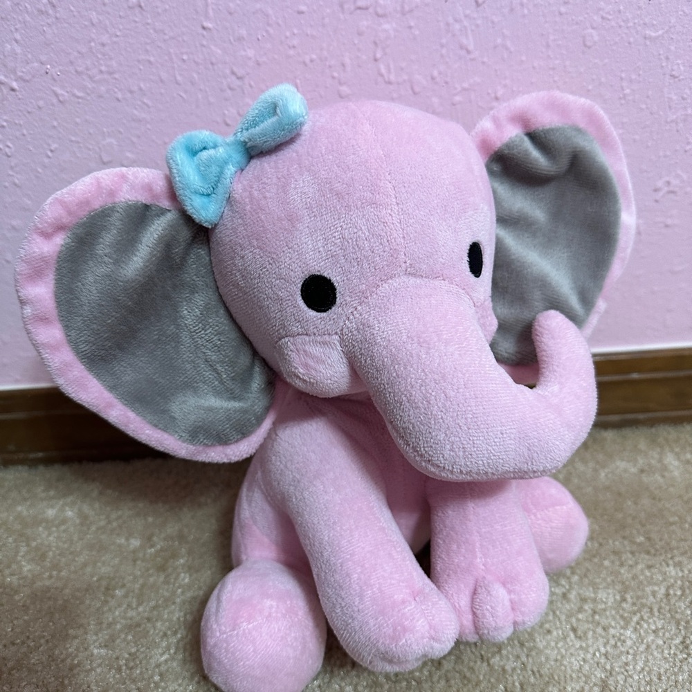 Bedtime Originals Twinkle Toes Pink Elephant Plush 8” Stuffed Animal